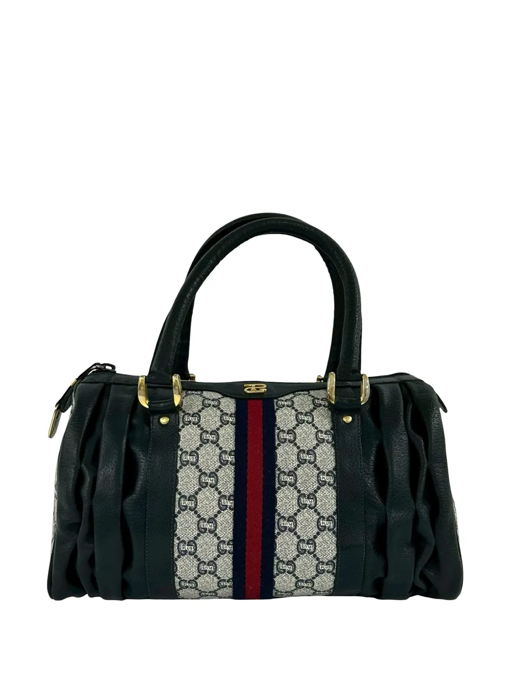 Gucci Pre-Owned Borsa Boston in tessuto GG Supreme con decorazione Web XX secolo - Toni neutri