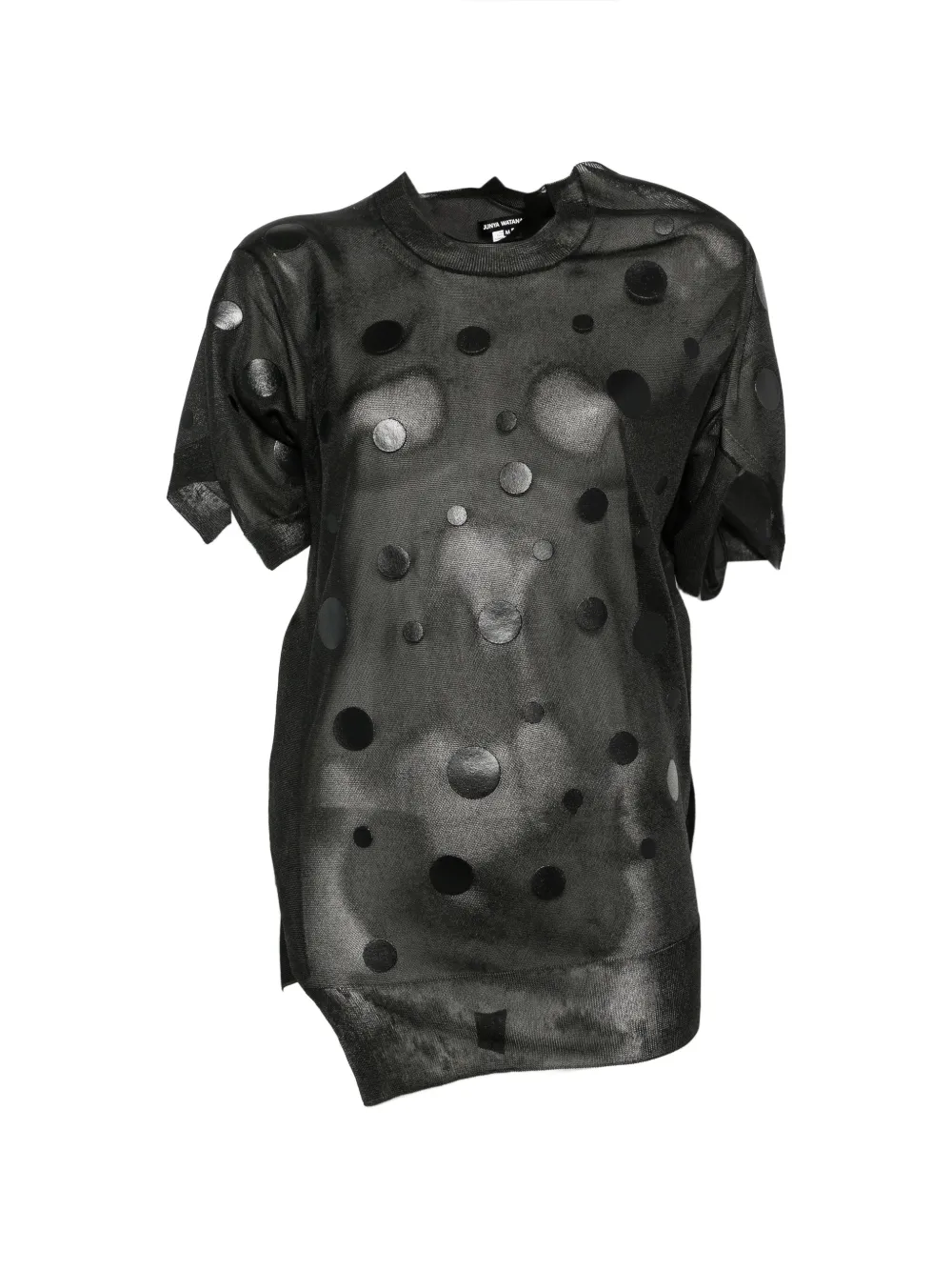 Junya Watanabe polka-dot asymmetric T-shirt - Nero