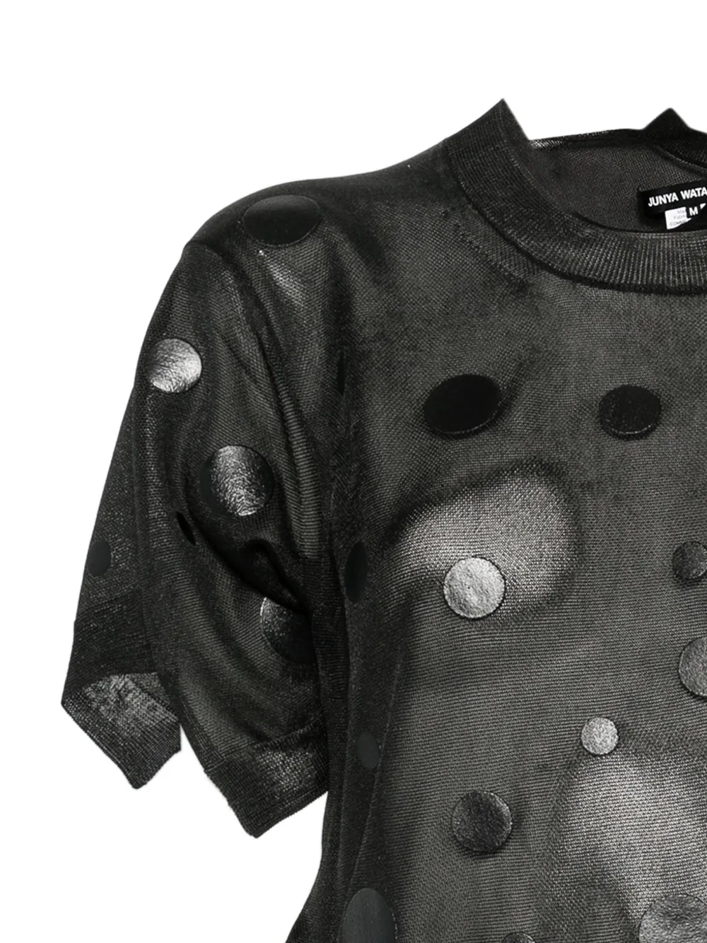 Junya Watanabe Asymmetrisch T-shirt met stippen Zwart