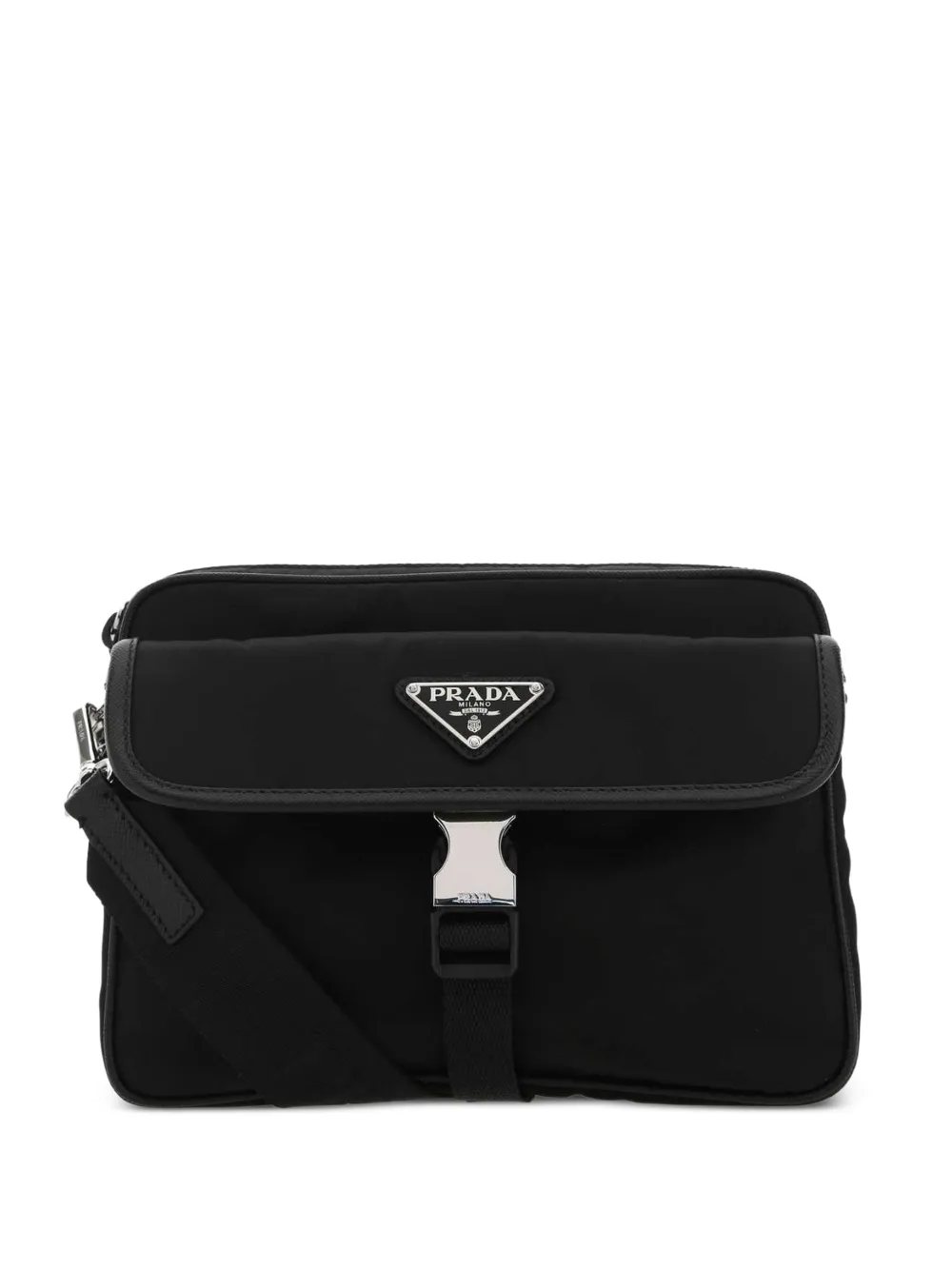Prada Borsa a spalla con fibbia - Nero