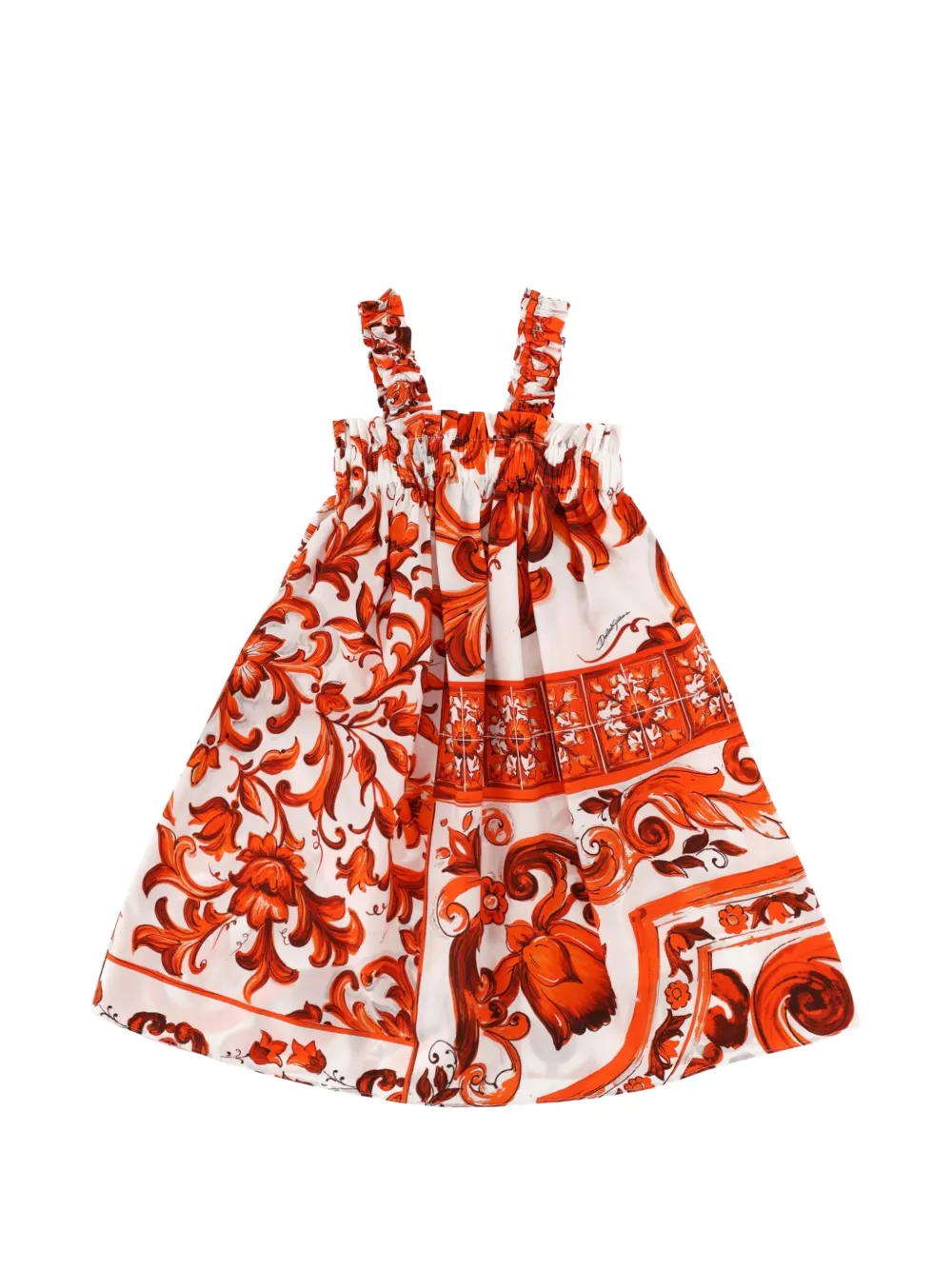 Dolce & Gabbana Kids floral-print ruffled-strap dress - Weiß
