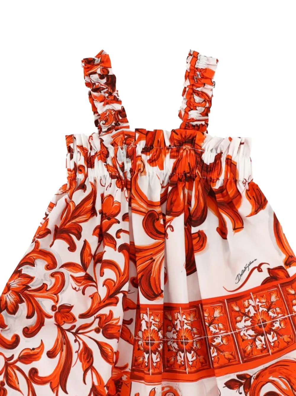 Dolce & Gabbana Kids Jurk met ruches en bloemenprint Wit