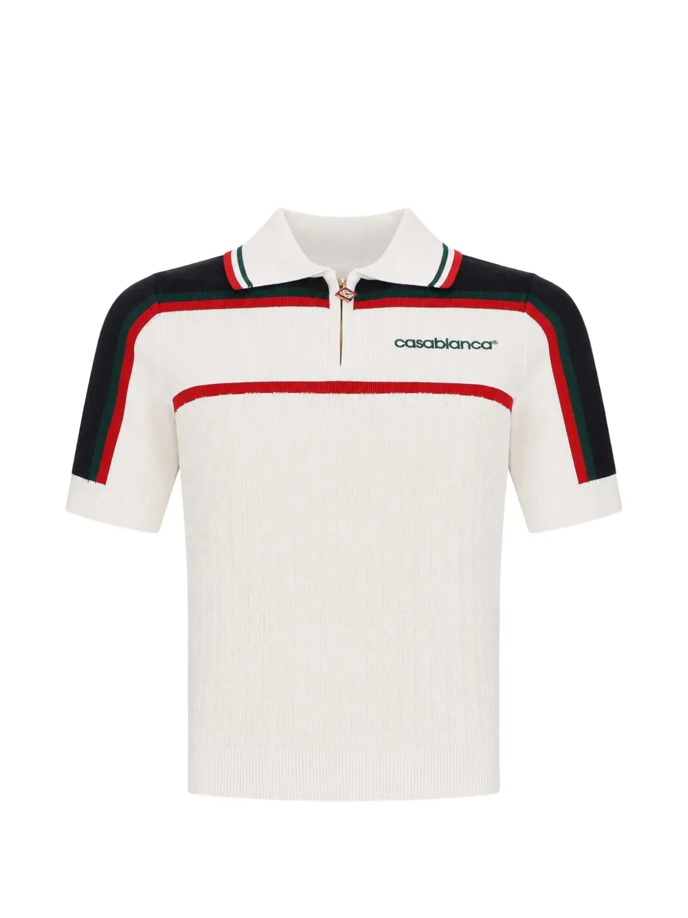 Casablanca Logo-embroidered Striped Polo Shirt In White