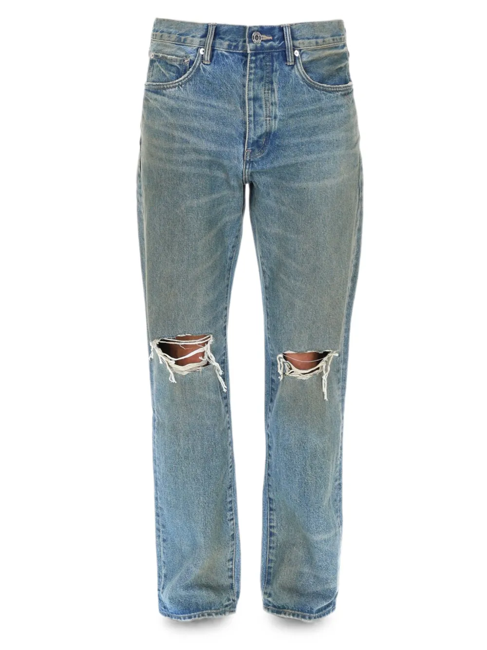 Purple Brand Gerafelde jeans met vervaagd effect Blauw