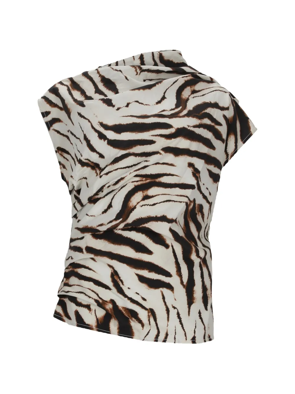 GANNI zebra-print draped top - Bianco