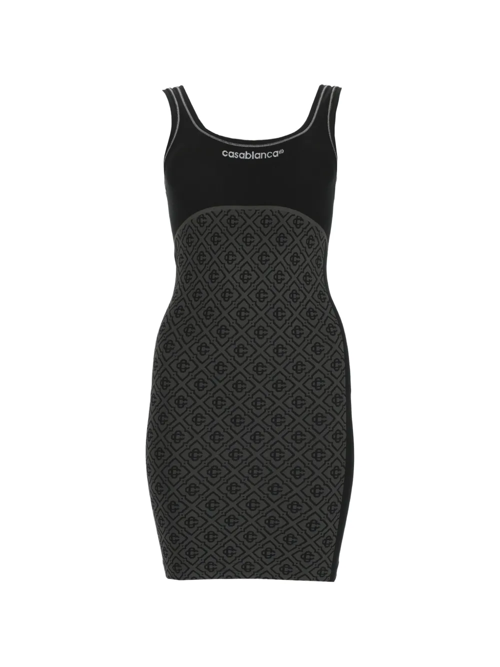 Casablanca monogram-print scoop-neck mini dress - Grau