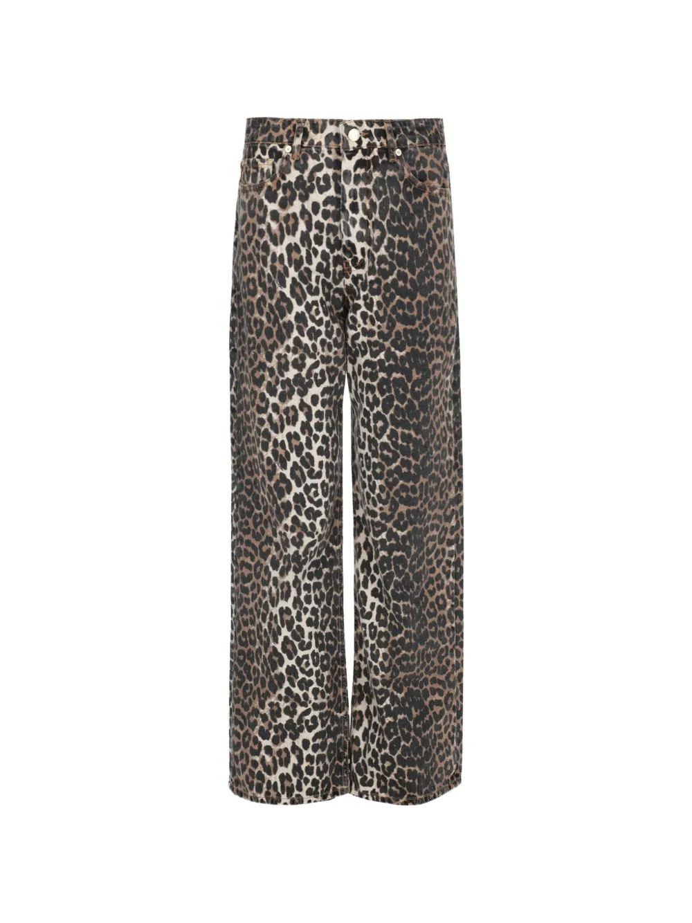 GANNI leopard-print wide-leg jeans - Marrone