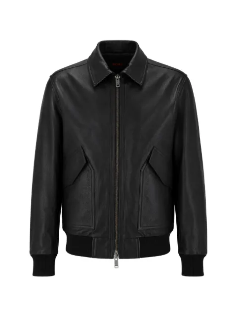 BOSS leather bomber jacket