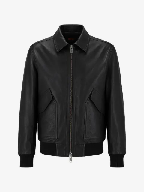 BOSS leather bomber jacket