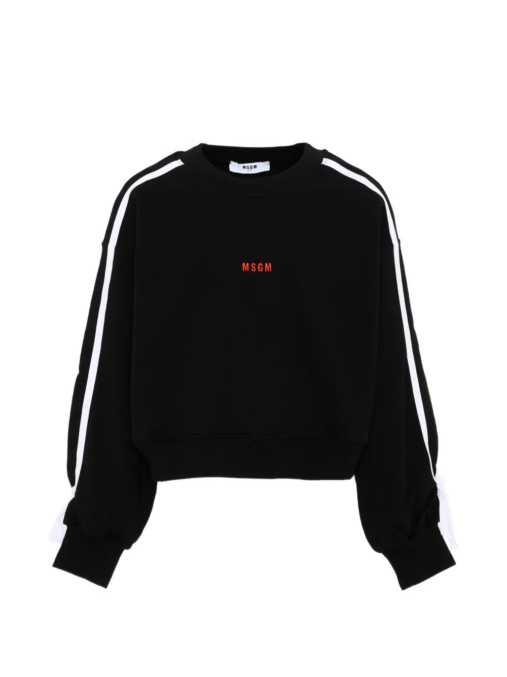 MSGM Kids logo-embroidered side-stripe sweater - Black