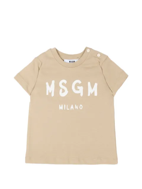 MSGM Kids logo-print shoulder-button T-shirt