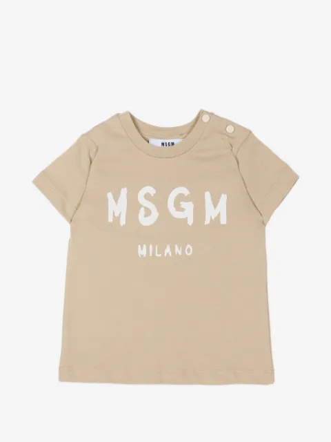 MSGM Kids logo-print shoulder-button T-shirt
