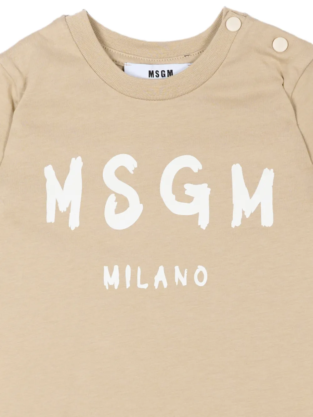 MSGM Kids T-shirt met logoprint en knoop op de schouders Beige
