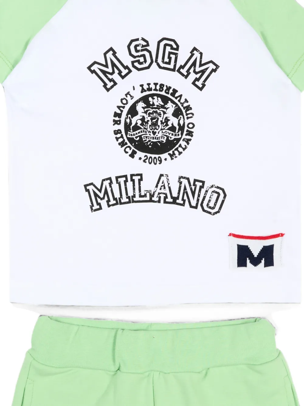 MSGM Kids Shorts en top met raglan mouwen en logo-print Groen