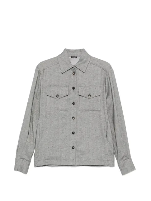 Kiton herringbone-pattern flap-pocket shirt