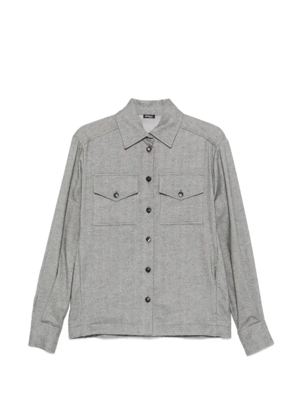 Kiton Herringbone-pattern Flap-pocket Shirt in Grey