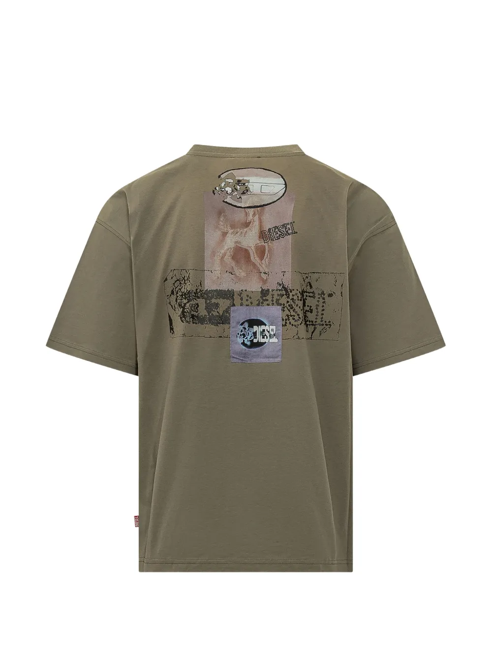 Diesel T-shirt met grafische print en patches Groen