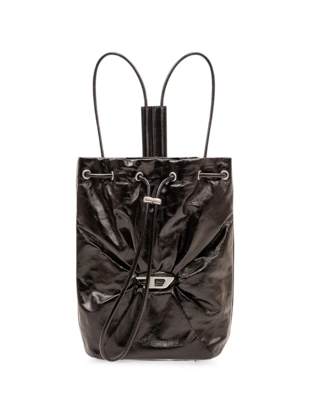 Diesel Scrunch-D logo-plaque leather backpack - Schwarz