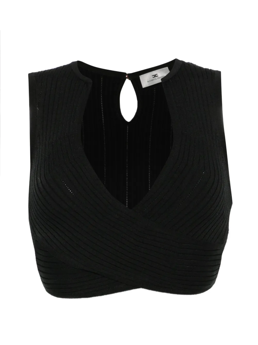 Elisabetta Franchi ribbed-knit crossover top - Nero