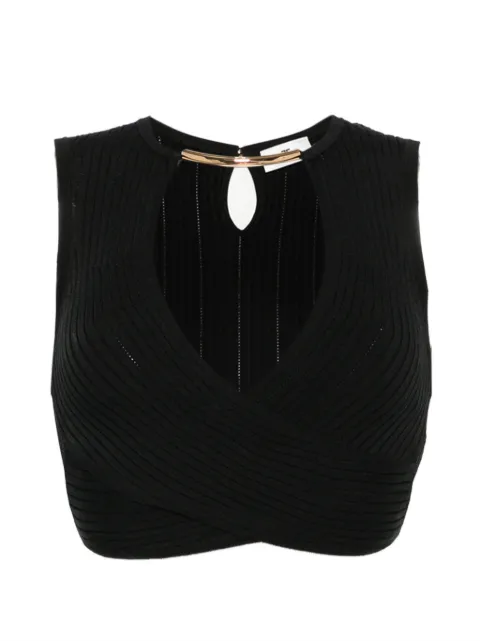 Elisabetta Franchi ribbed-knit crossover top