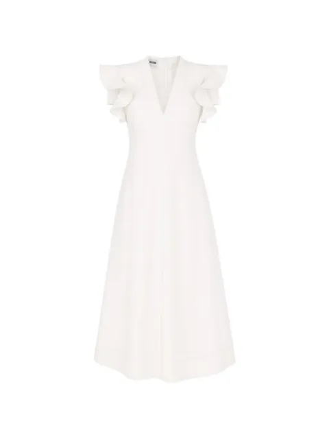 Moschino ruffled-sleeve V-neck midi dress