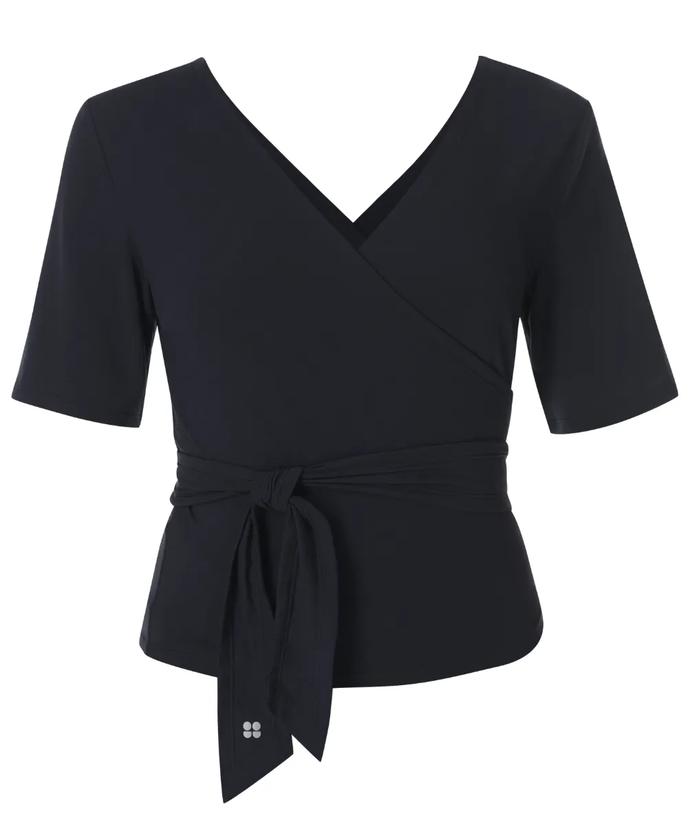 Sweaty Betty wrap tie-waist top