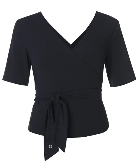 Sweaty Betty wrap tie-waist top