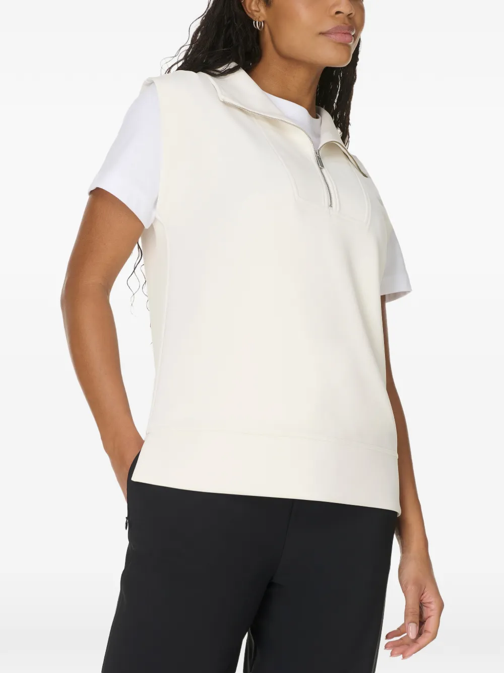 Sweaty Betty Sand Wash mouwloze top met kwartrits Beige