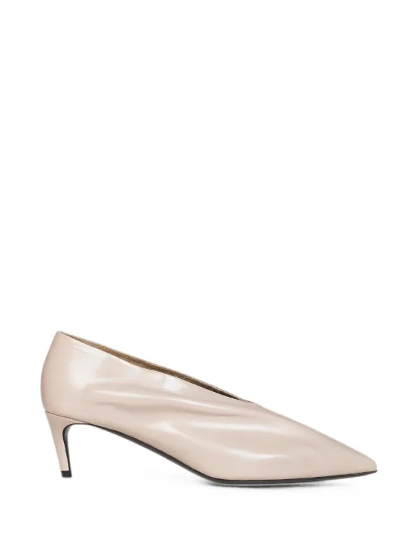 Khaite Pleated Pointed-toe Pumps in Neutrals
