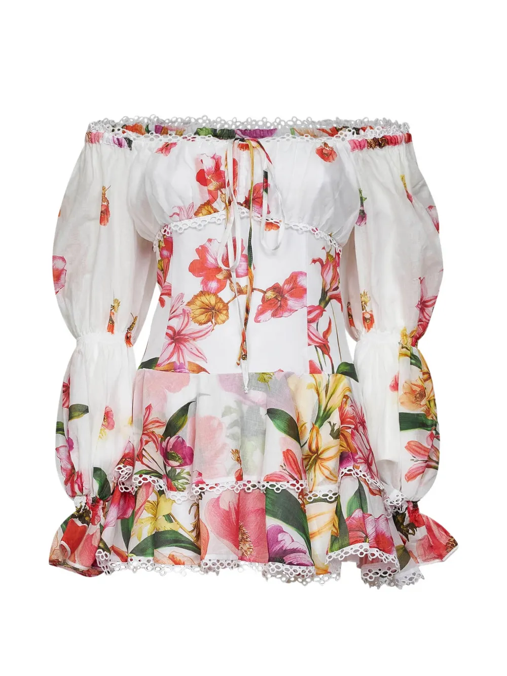 Charo Ruiz Ibiza floral-print ruffled dress - White