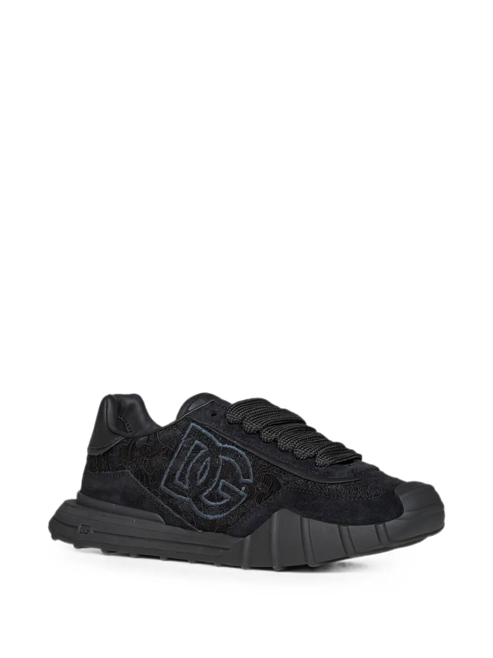 Dolce & Gabbana lace-panel DG sneakers Zwart