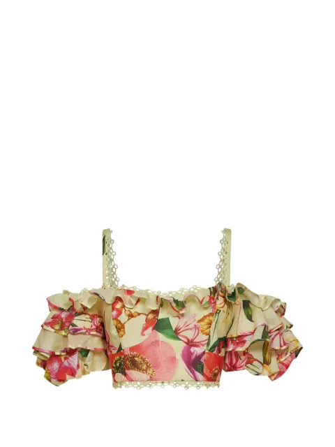 Charo Ruiz Ibiza top con volantes y estampado floral