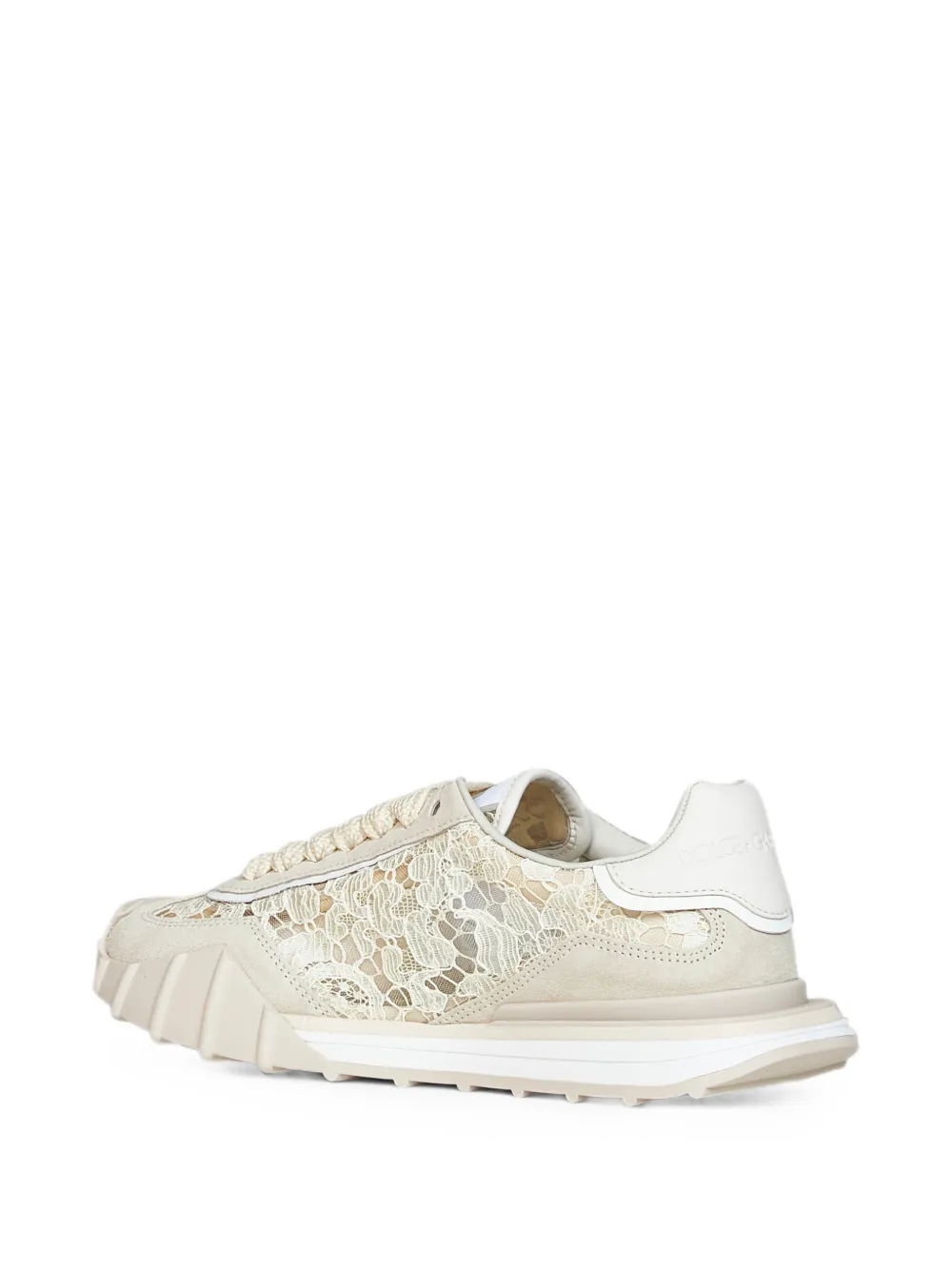 Dolce & Gabbana Suède sneakers met kanten vlakken Beige