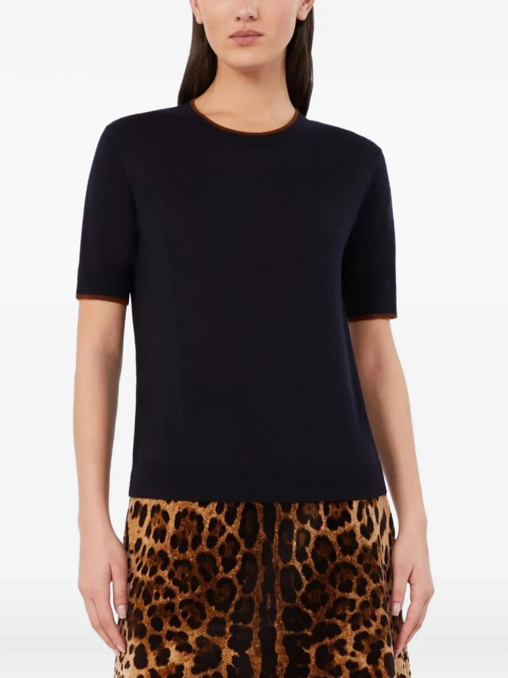 Max Mara T-shirt met contrasterende afwerking Blauw