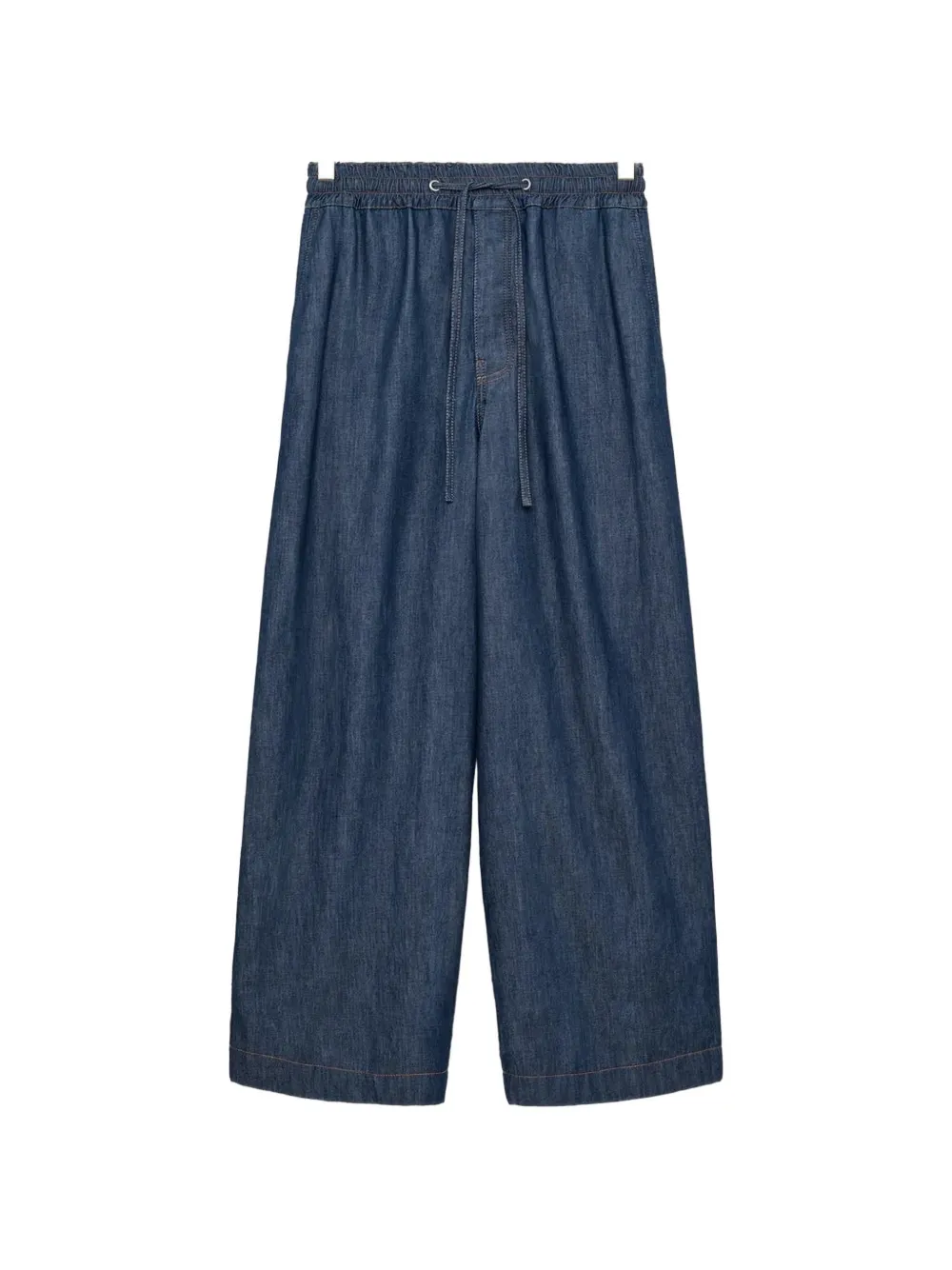 Loewe Drawstring Chambray Trousers In Blue