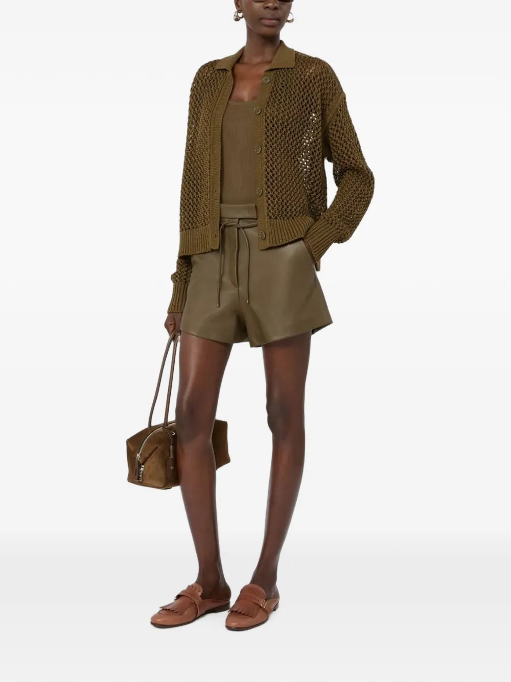 Max Mara Shorts van nappa leer Groen