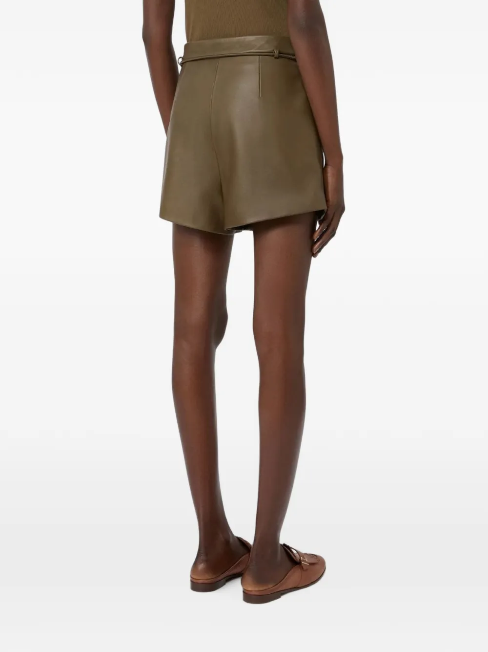 Max Mara Shorts van nappa leer Groen
