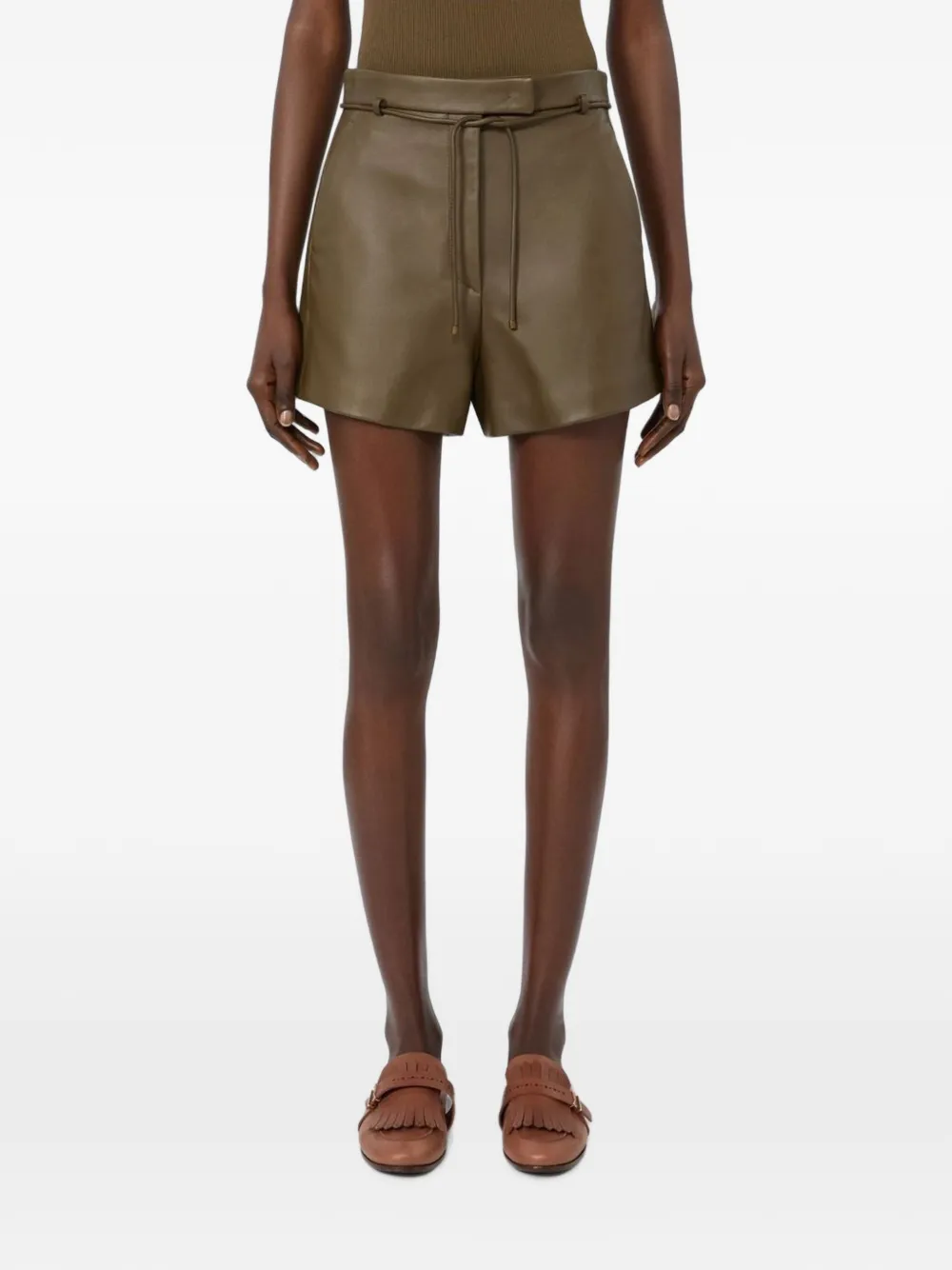 Max Mara Shorts van nappa leer Groen