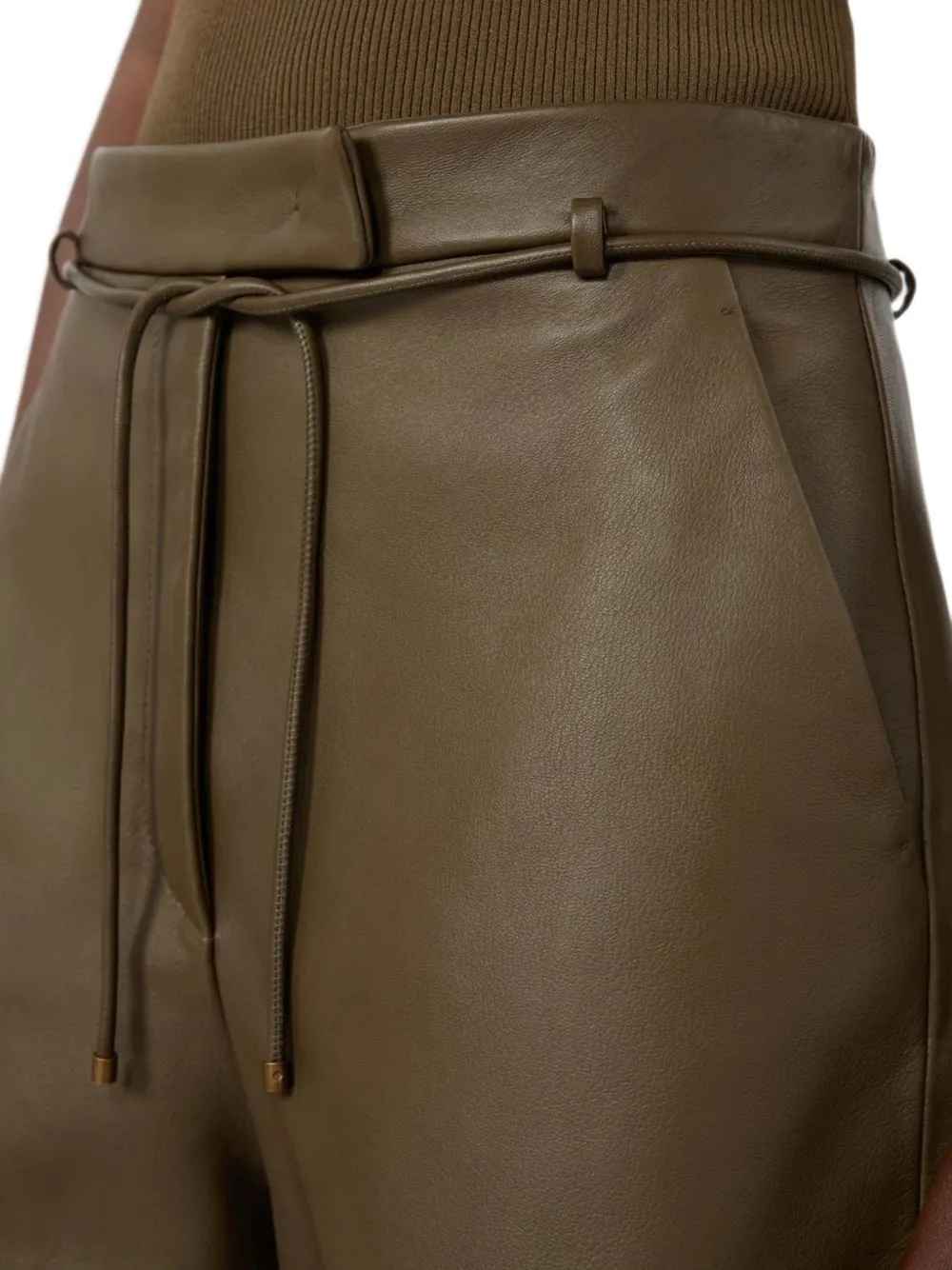 Max Mara Shorts van nappa leer Groen