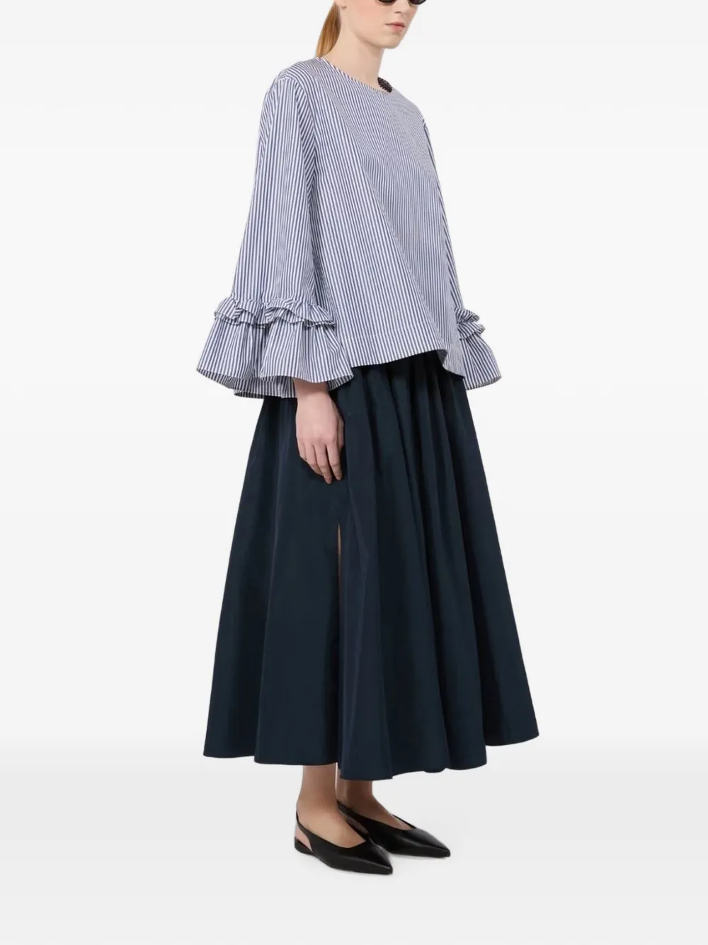'S Max Mara Gestreepte blouse met ruches mouwen Blauw