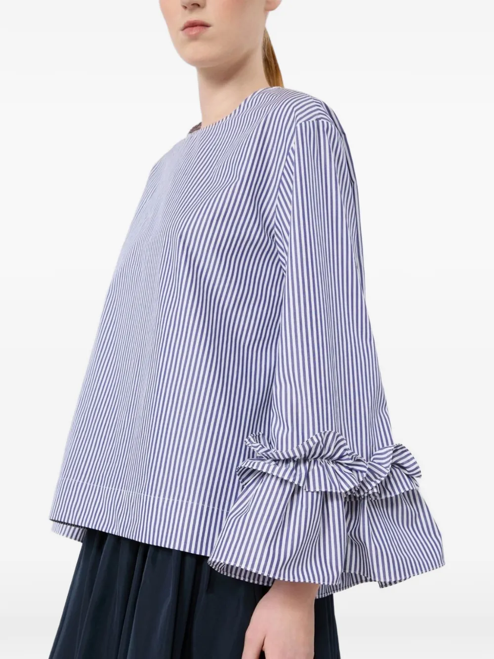 'S Max Mara Gestreepte blouse met ruches mouwen Blauw