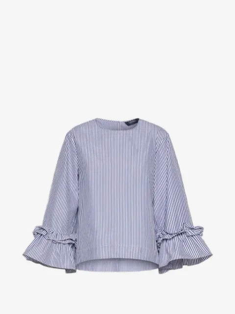 'S Max Mara striped ruffled-sleeve shirt