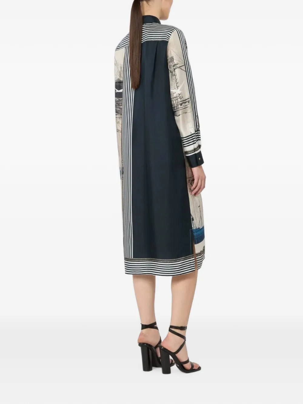 Max Mara Zijden midi-jurk met print Beige