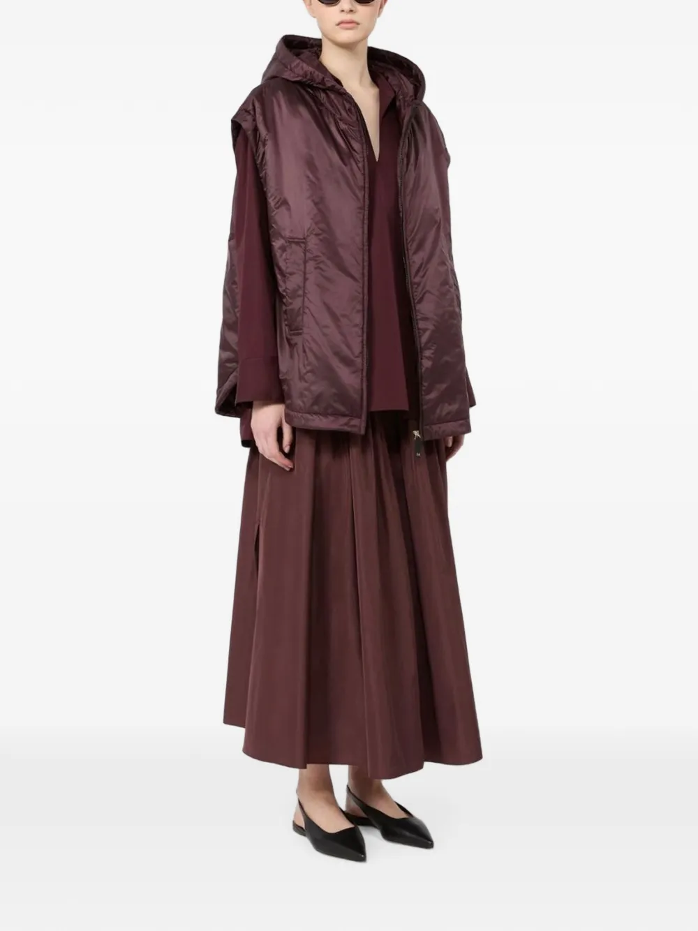 Max Mara Bodywarmer met capuchon Paars