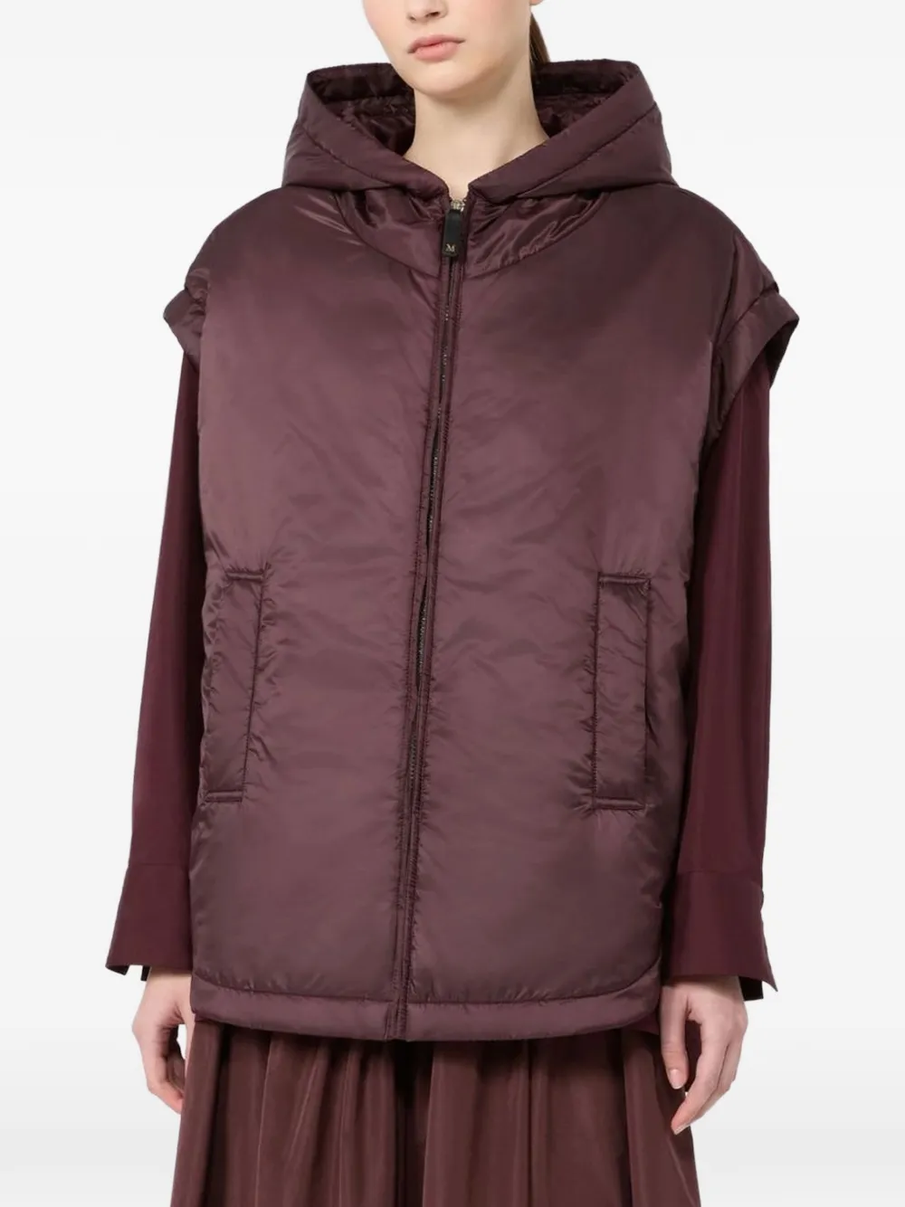 Max Mara Bodywarmer met capuchon Paars