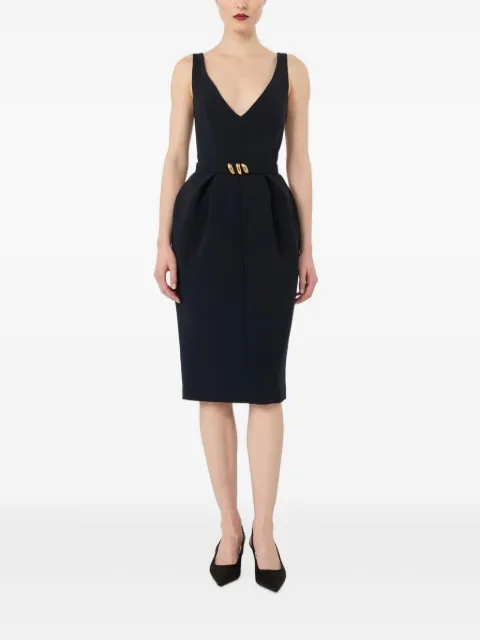 Max Mara vestido con cinturón y cuello en V
