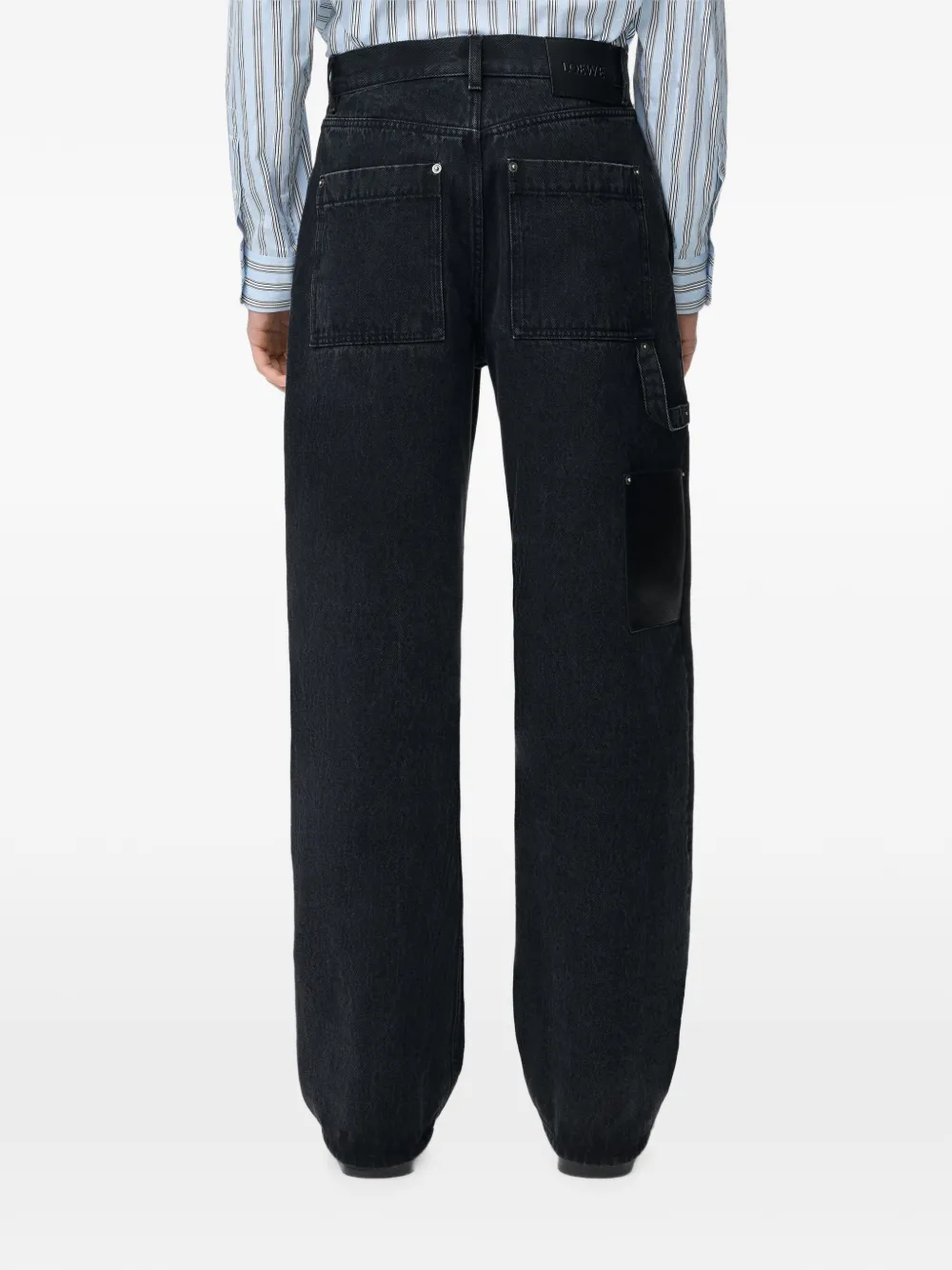 LOEWE Straight jeans met leren patch Zwart