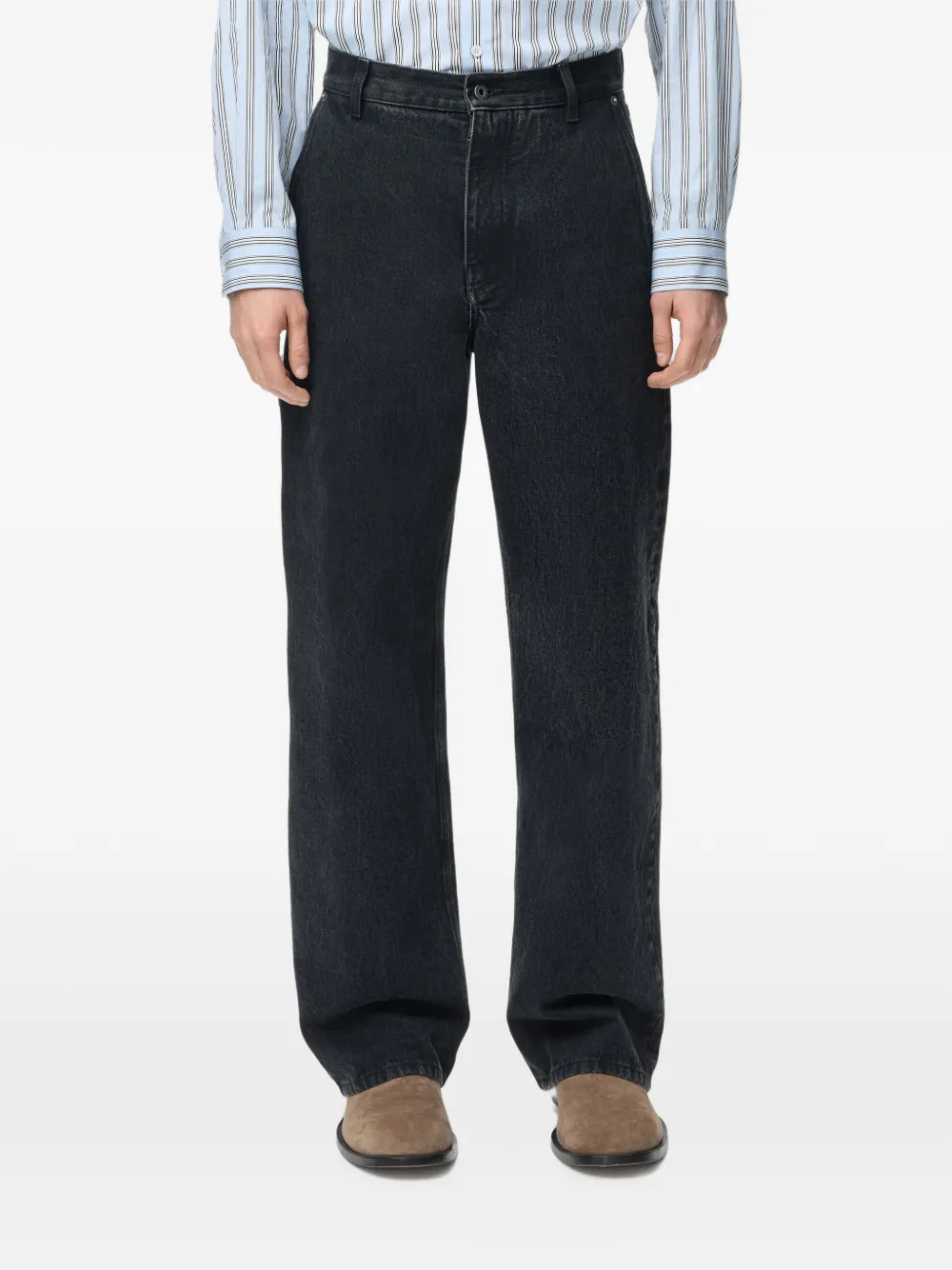 LOEWE Straight jeans met leren patch Zwart