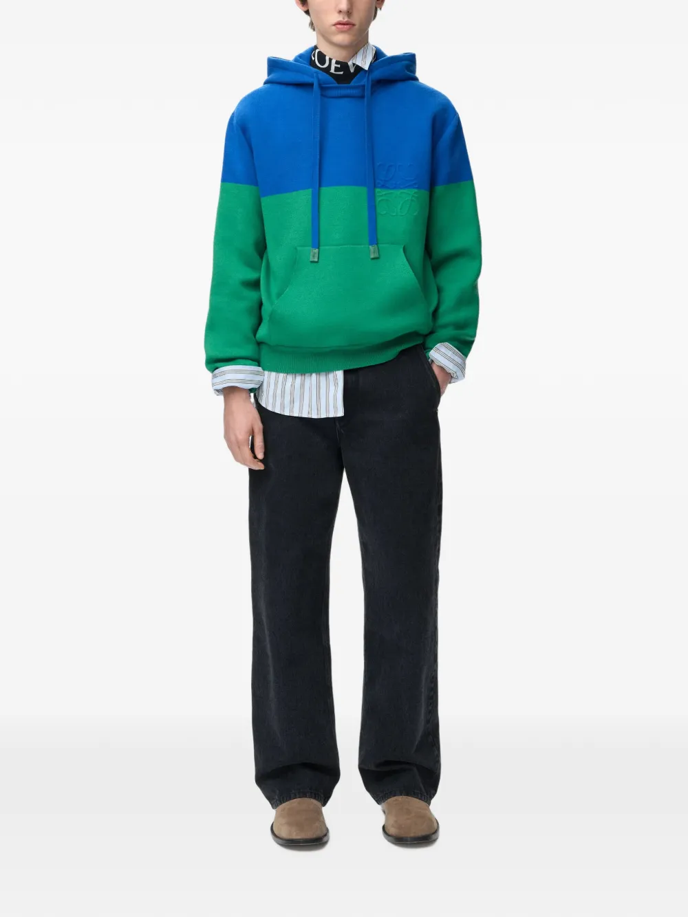 LOEWE Straight jeans met leren patch Zwart