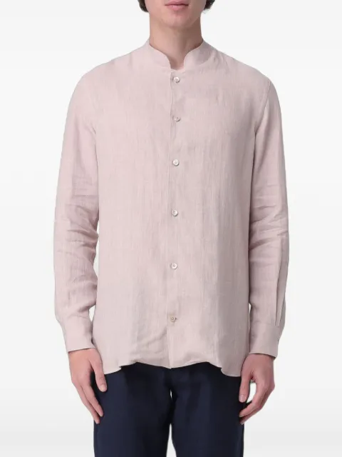 Eleventy band-collar linen shirt